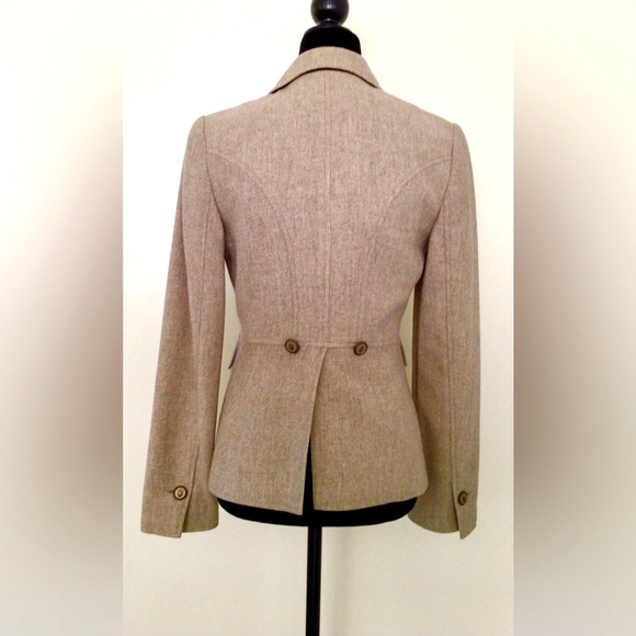 BANANA REPUBLIC Greige Taupe Wool Cashmere Equestrian Style Blazer - US 2 - Picture 3 of 6